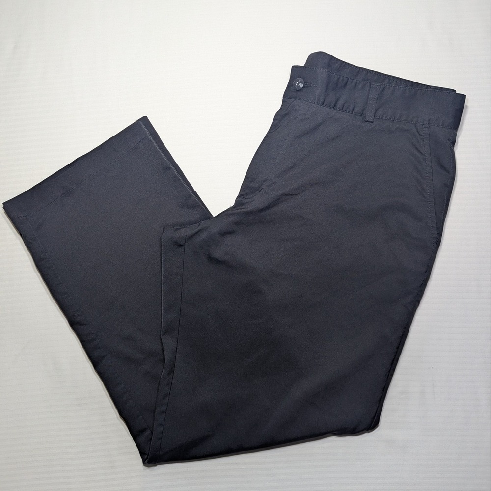 Adidas Men 38x32 Climalite Flat Front Performance Golf Pants Black Polyester